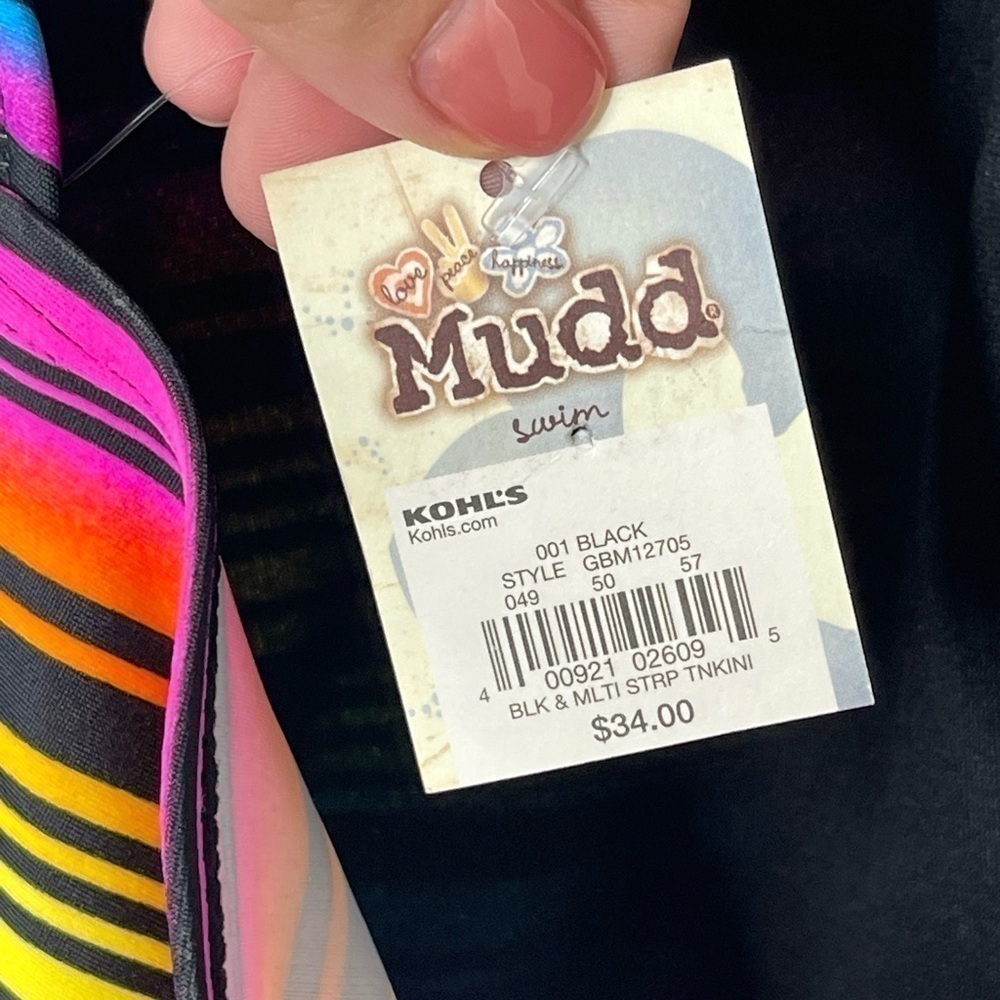 MUDD Kids Swimsuit Top Size 14 Rainbow Print NWT Pool Beach Sun MSRP 34.00 - Picture 4 of 9